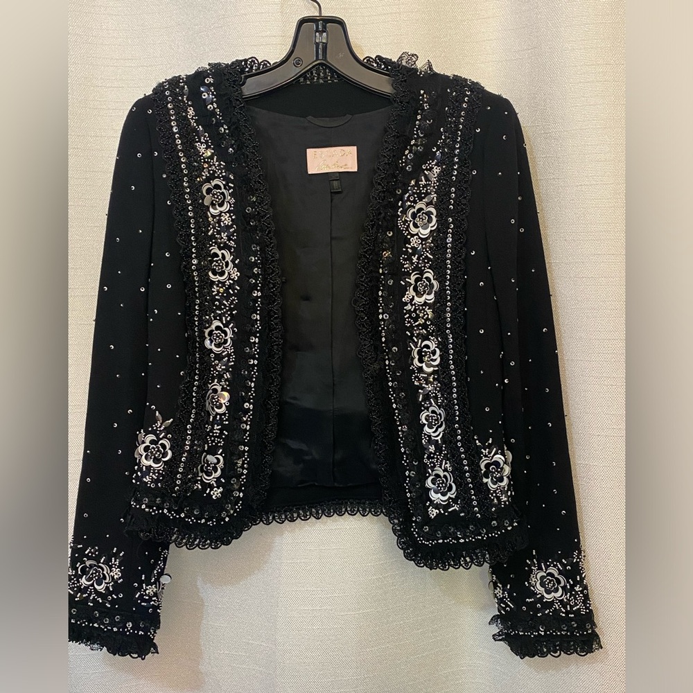 Escada used Vintage Jacket ,Sequin Beaded Silk Blazer.